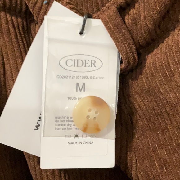 Cider Ditsy Floral Corduroy Jumpsuit Overalls Brown Medium Pockets New - Picture 6 of 7